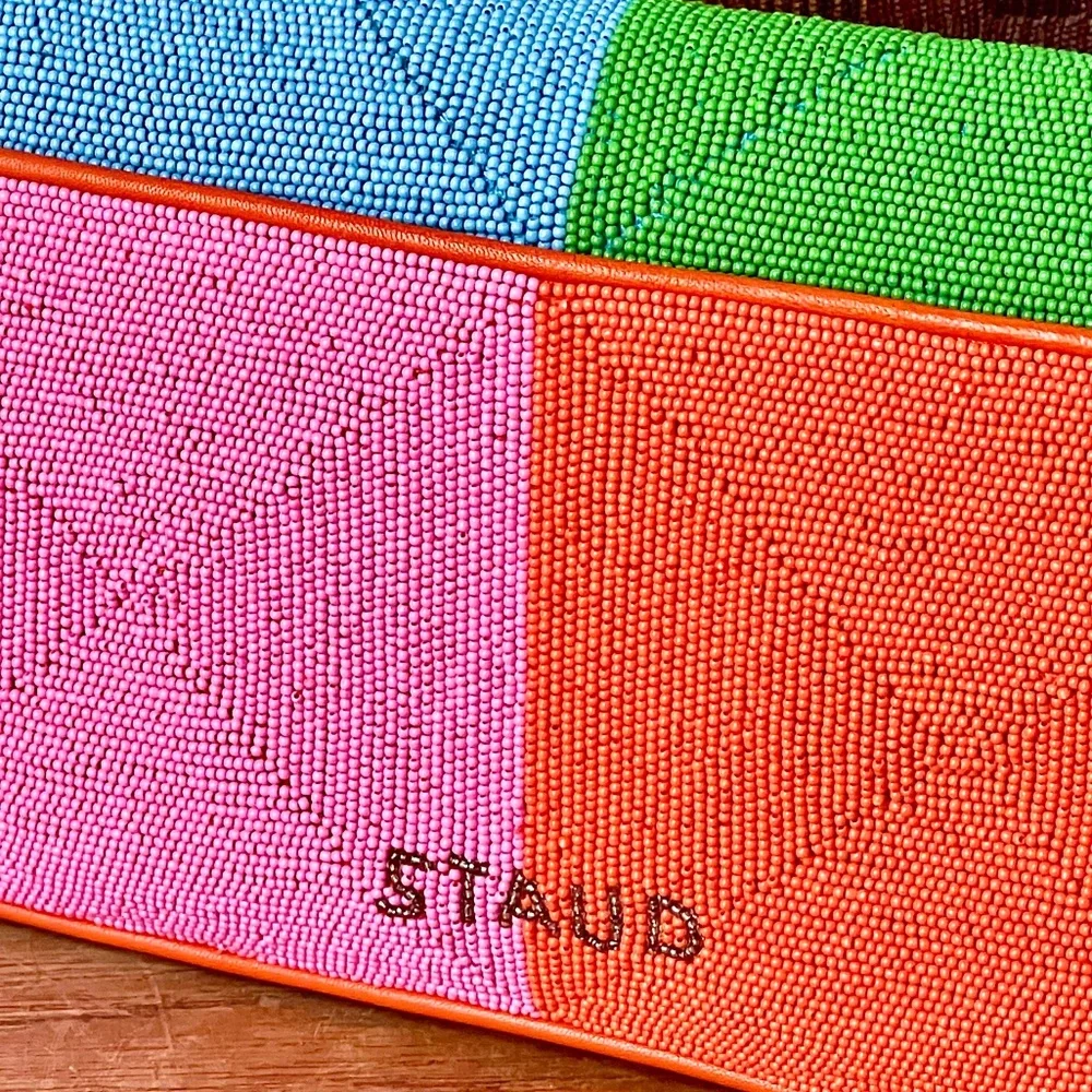 🌺🎉HP🎉🌺 NWT Staud Beaded Tommy Shoulder Bag Multi Colorblock 🌟RARE FIND🌟 - Picture 5 of 16